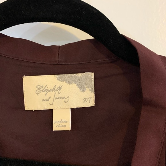 Elizabeth & James Deep Red Silk Tie Front Shirt- L - Picture 4 of 6